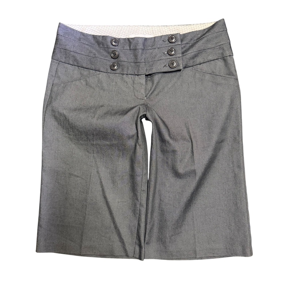 Charlotte Russe Vtg Bermuda Shorts Womens 11 Grey Good Y2K Triple Button Trouser